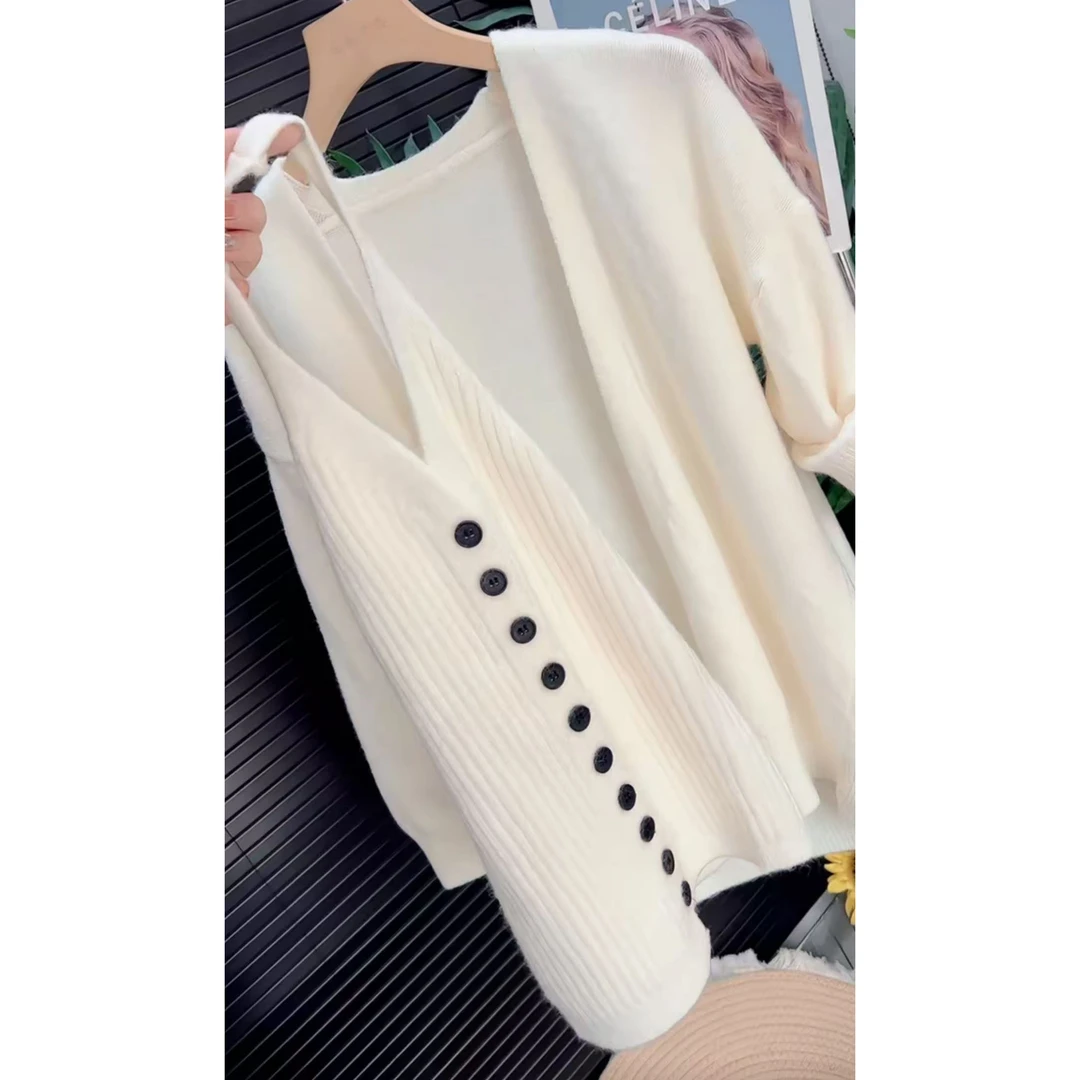 今年流行穿搭2025秋冬新款温柔风可拆卸挂脖背心毛针织衫长袖上衣