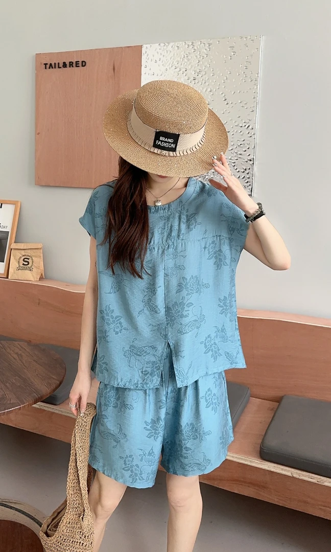 【绵柔淡雅】25款夏季棉绸短袖短裤套装-FC6525