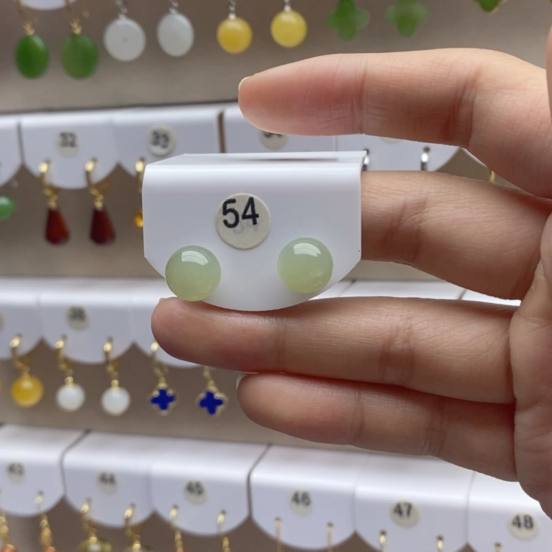 银S925镶嵌和田玉耳饰