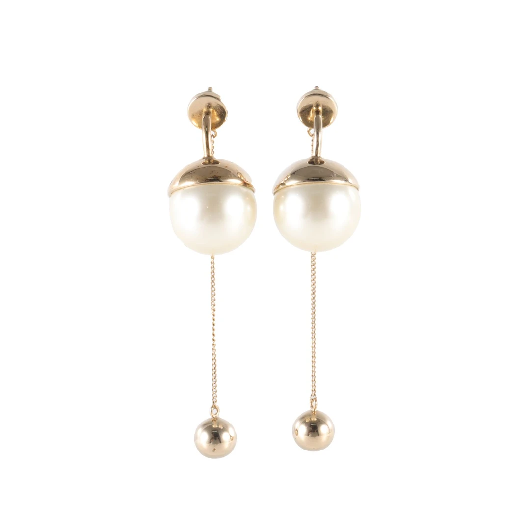 95新 DIOR/迪奥 花花 合金 长款 珍珠 耳钉