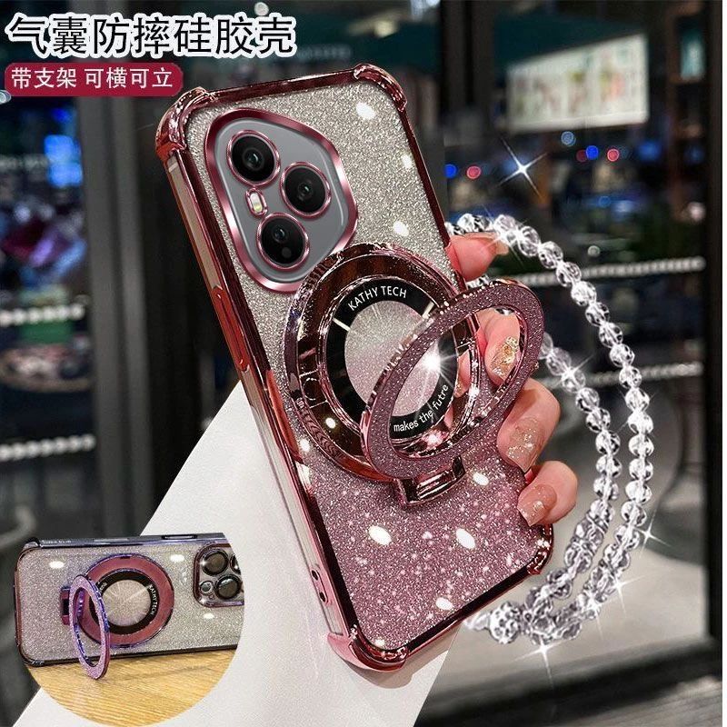 荣耀400Pro手机壳DNPAN00轻奢女款闪粉四角气囊防摔带镜头膜支架