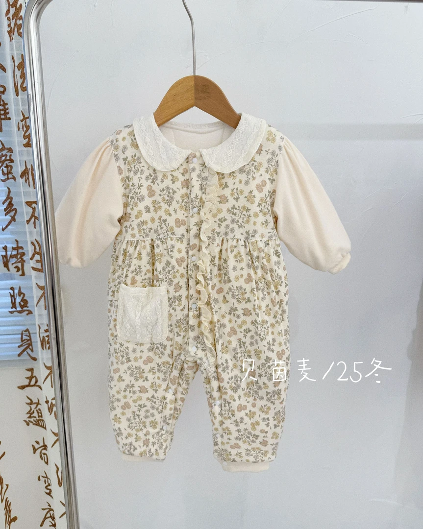 B.Y.WHEAT/贝茵麦200g新款连体男女宝加厚夹棉闭裆婴儿儿童秋冬季