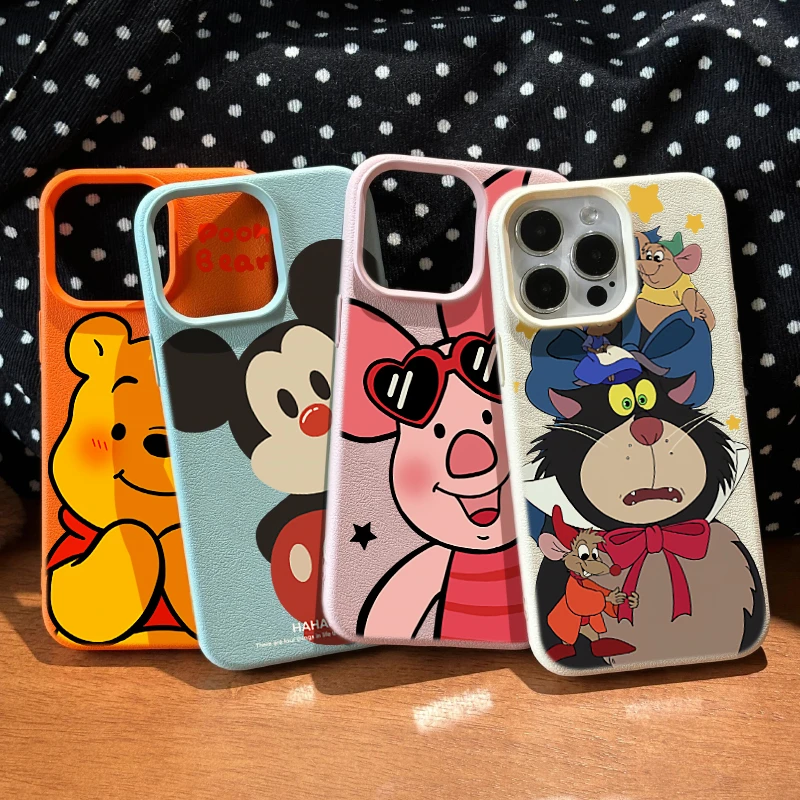 日韩可爱卡通适用苹果15promax手机壳iPhone14新款荔枝纹13趣味少