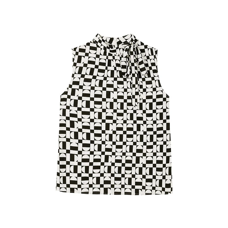 【小花专属】气质复古几何图形撞色小衫N2128