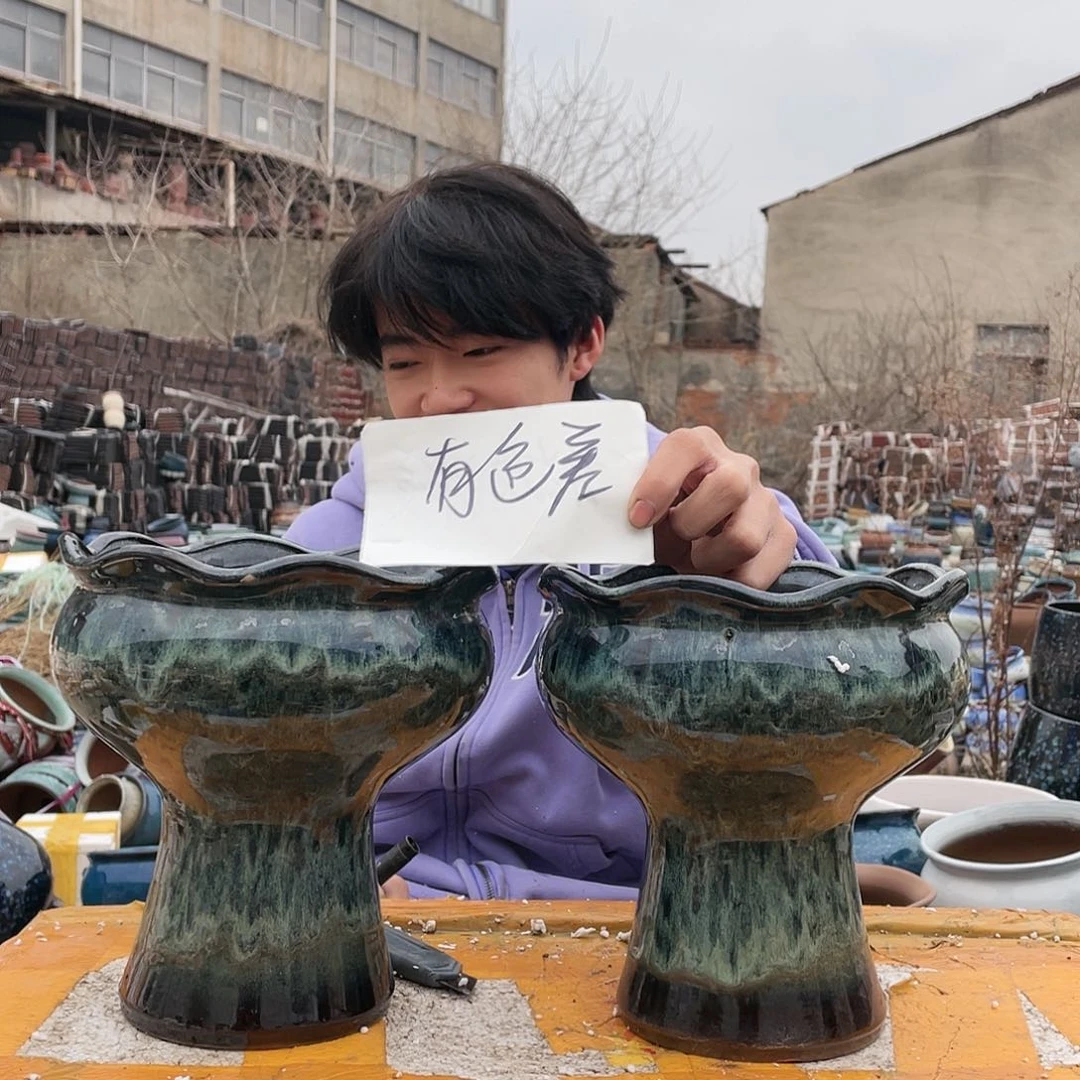 无铅玻璃宜兴紫砂花盆