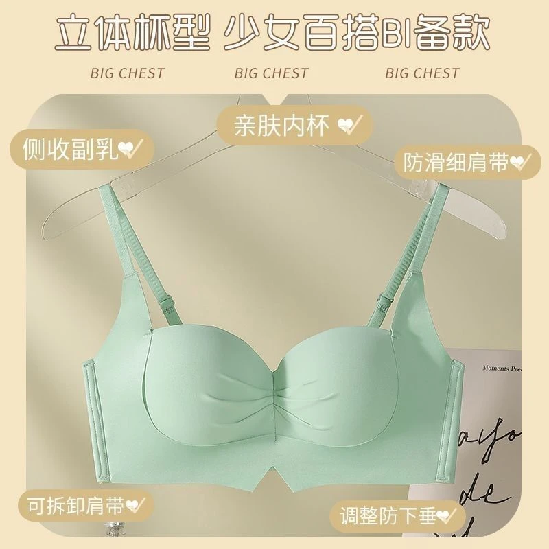 内衣女小胸聚拢型显大文胸立体无痕上托加厚半杯漫画胸内衣无钢圈