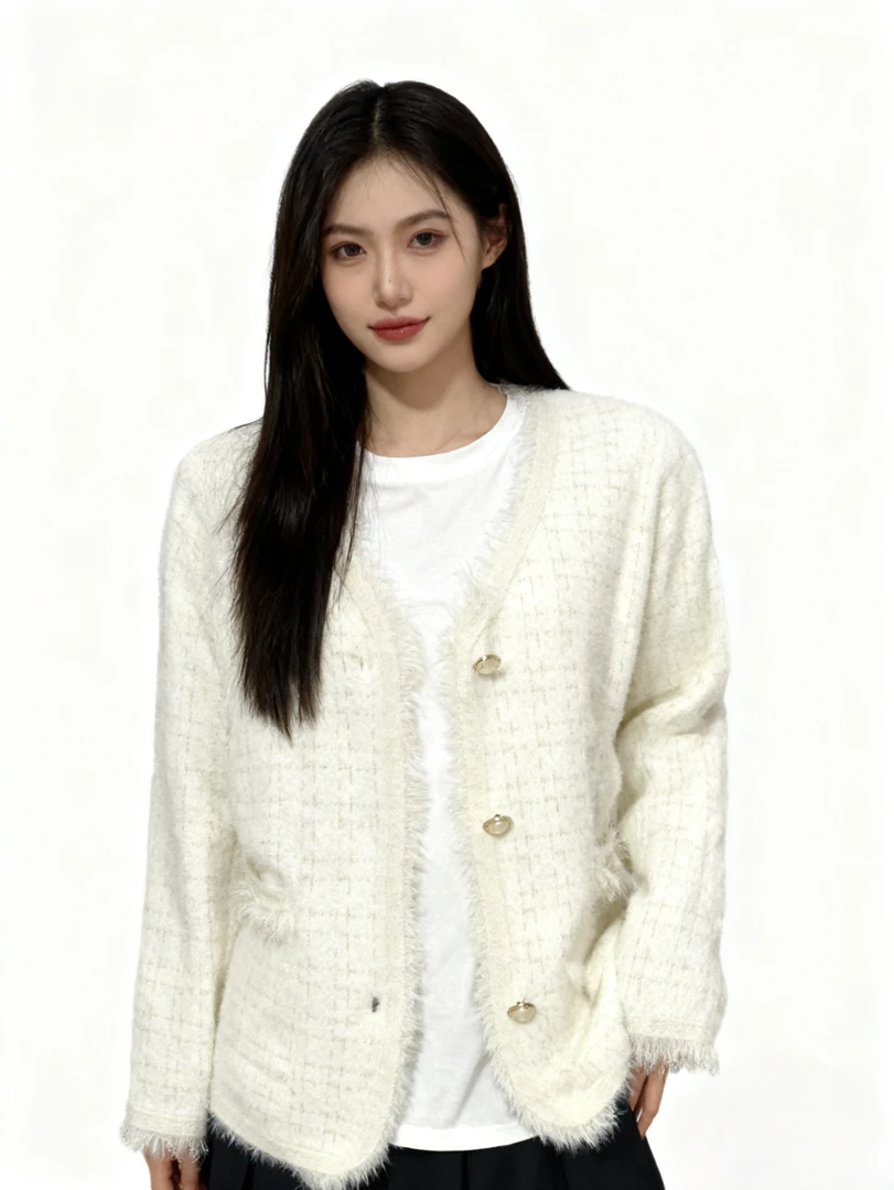 厚款女外套小香风秋冬季轻奢圆领针织高质量