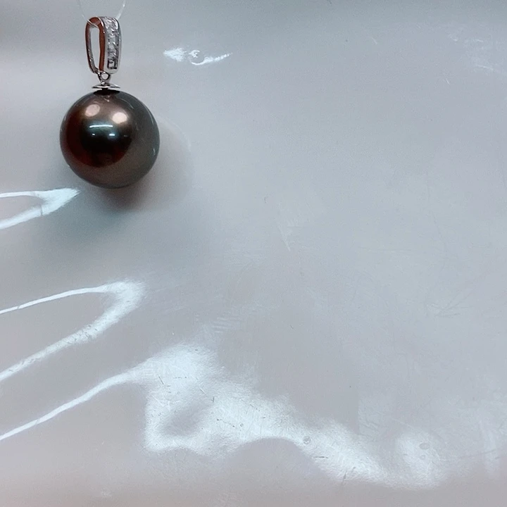 海水珍珠吊坠(不含链)18K金镶嵌10~11