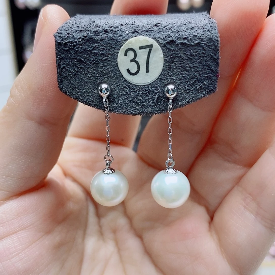 淡水珍珠银S925镶嵌耳饰