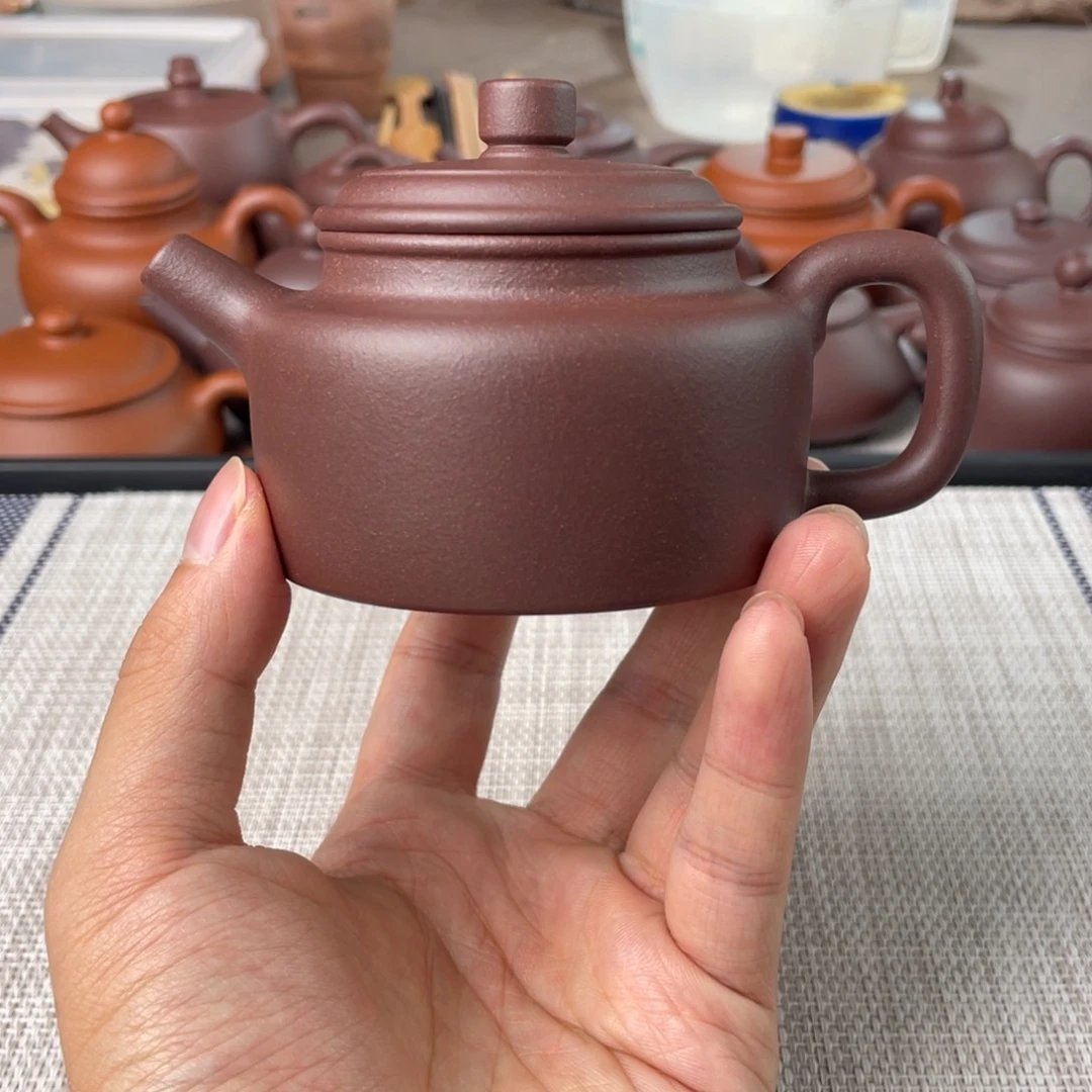 茶壶紫砂微瑕半手工老紫泥德钟壶150cc
