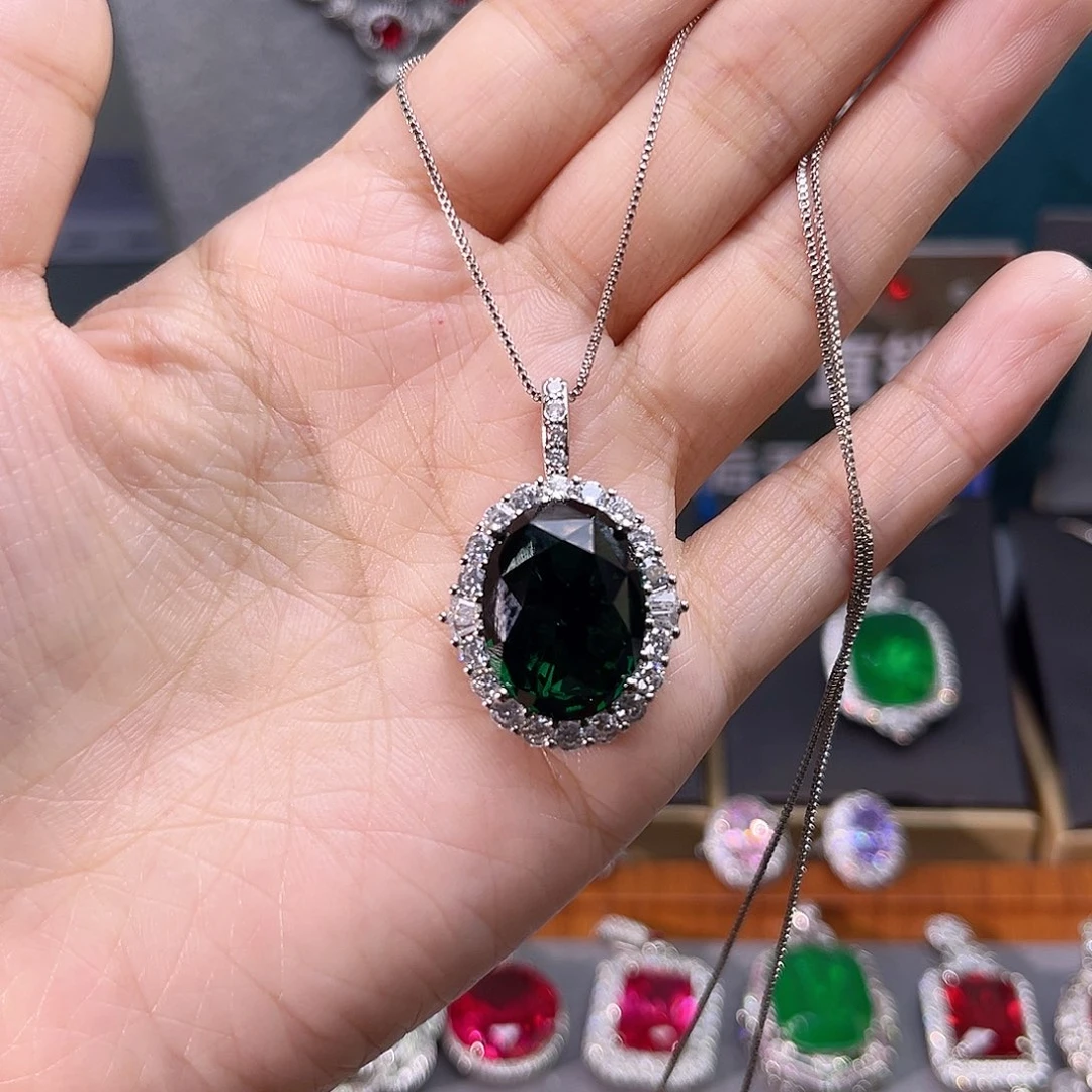 颈饰银S925镶嵌碧玺w 111