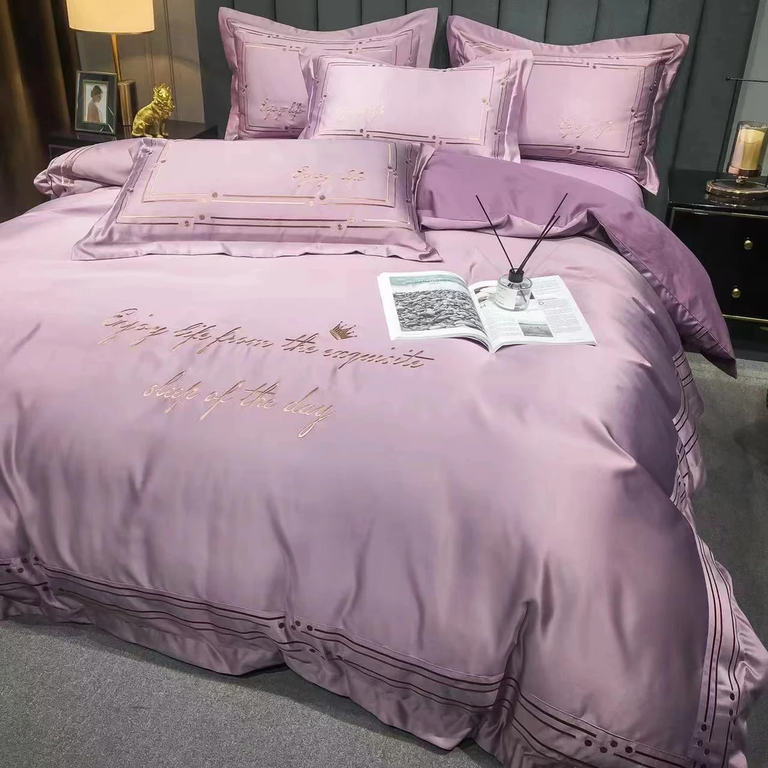 【高货清仓】毕加索艺术类精工刺绣长绒棉纯棉四件套-简奢/紫
