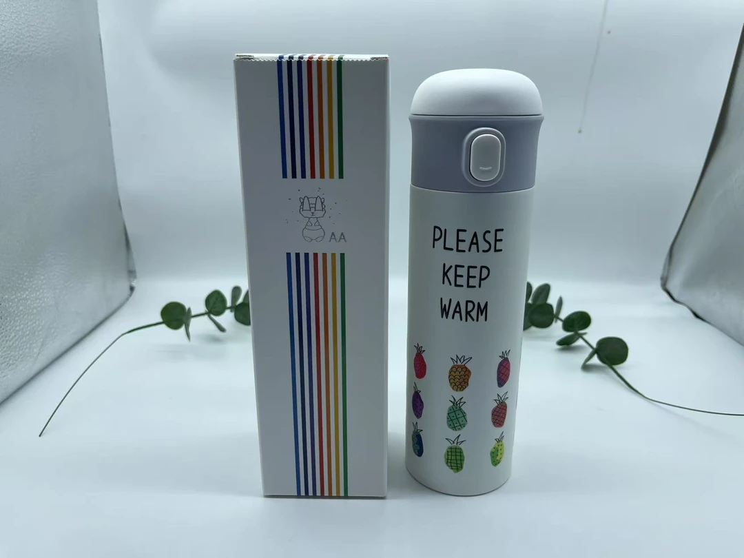 A家小清新简约时尚直身吸管保温杯316镜面无缝便携书包侧面