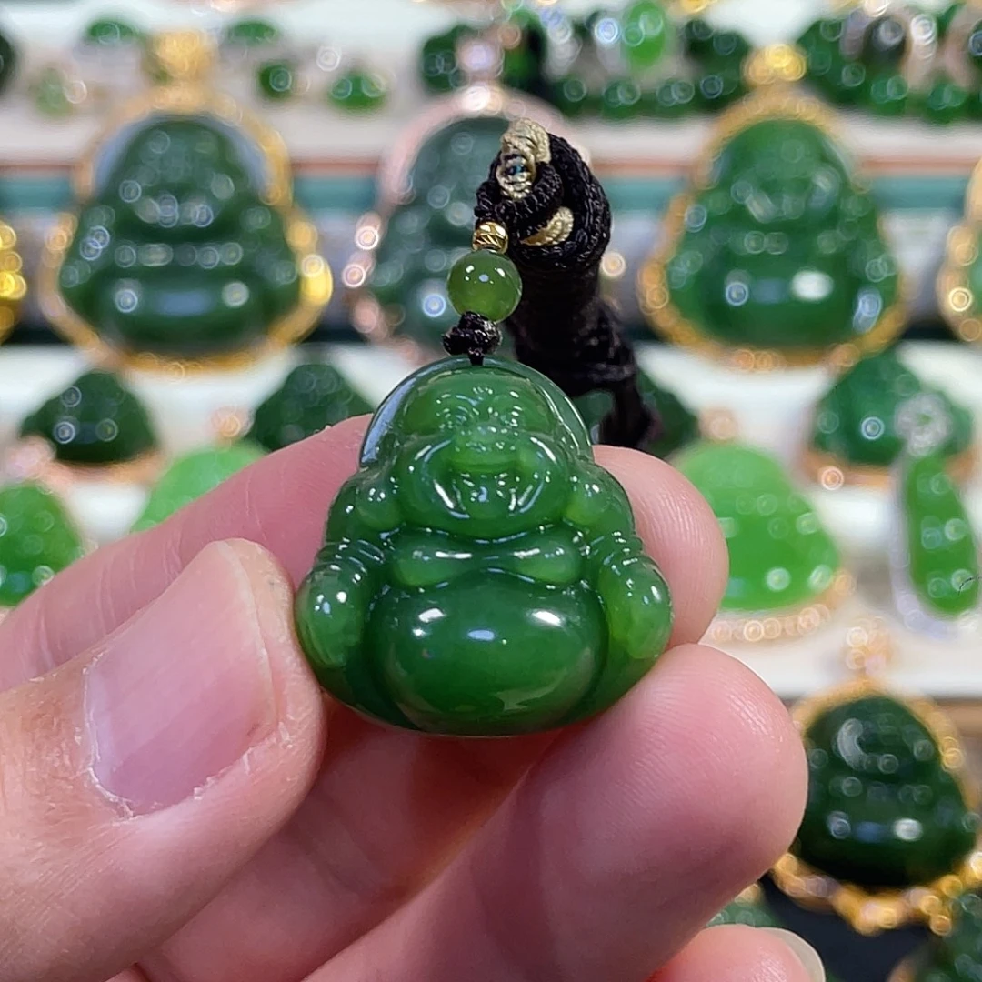 和田玉（碧玉）18K金镶嵌颈饰25mm