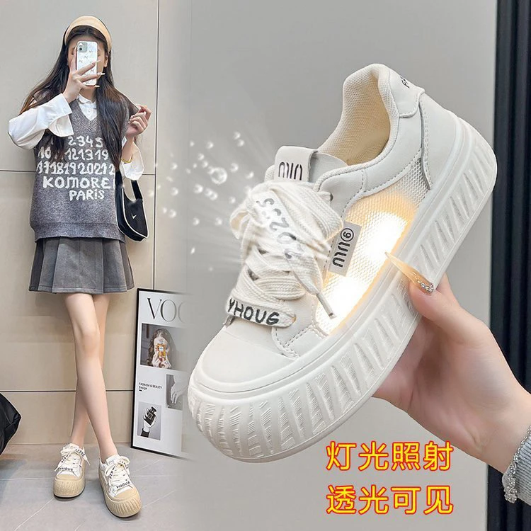 踩屎感韩版网面小白鞋ins女夏季透气2025新款休闲防滑运动女鞋子
