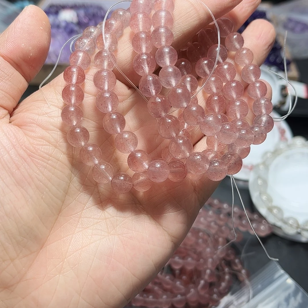 水晶手链未镶嵌白水体草莓晶8mm