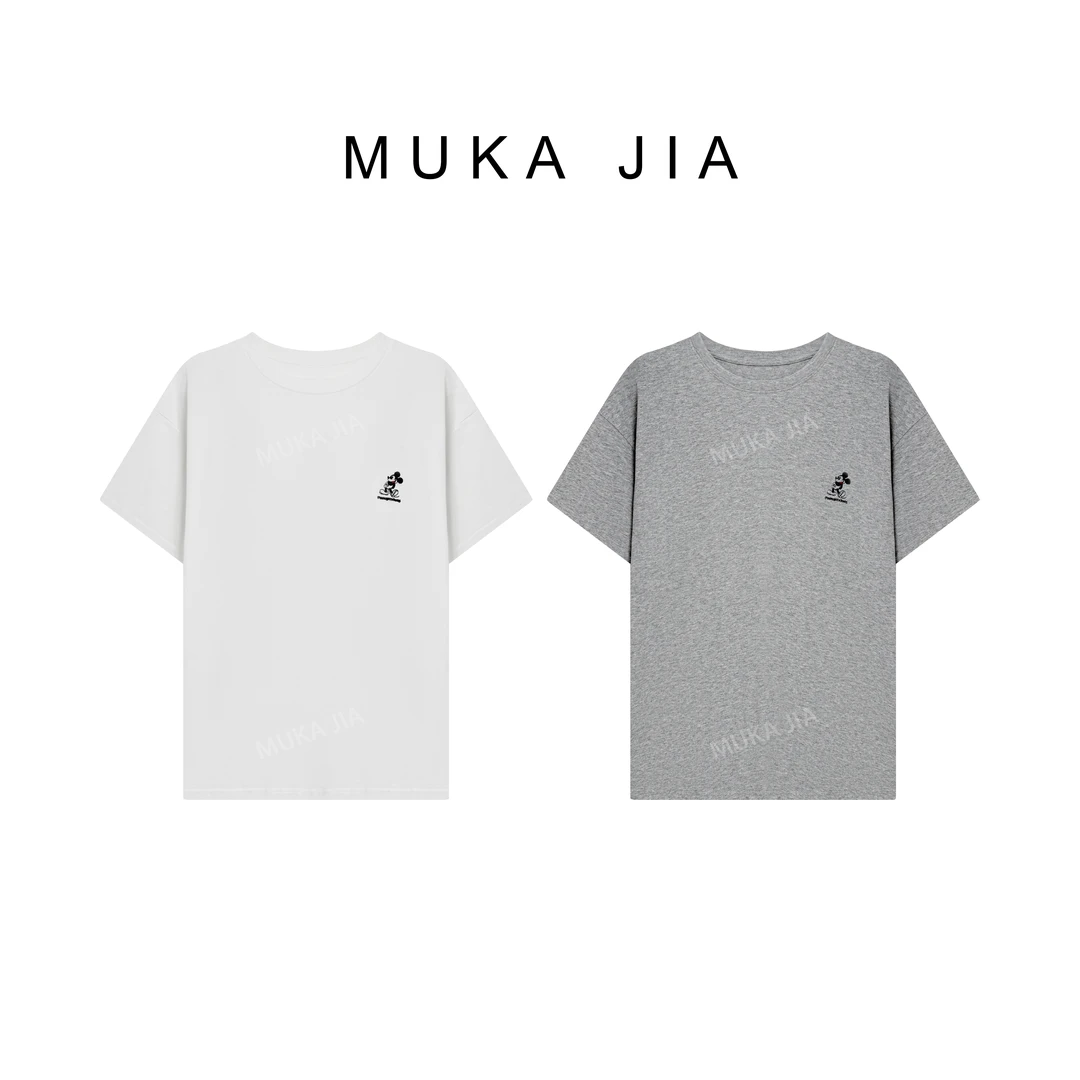 木卡家 韩国风时尚休闲米奇卡通印花圆领简约宽松经典短袖T恤