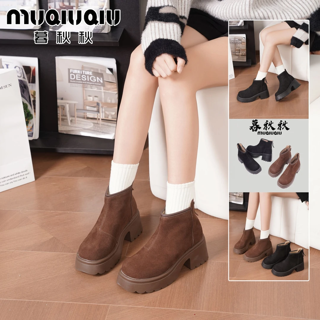 暮秋秋2025冬季新款女小个子增高短筒复古时尚百搭雪地靴保暖靴子