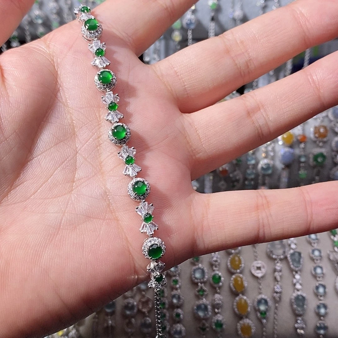 翡翠银S925镶嵌手链