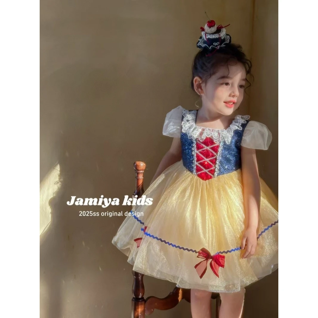 外贸童装女童夏季新款连衣裙儿童白雪公主纱裙甜美可爱女宝蓬蓬裙
