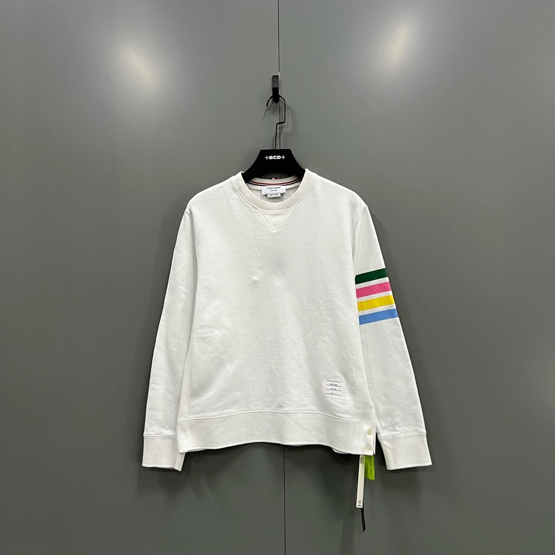 95新 THOMBROWNE h919 TB 手臂彩色条纹印花卫衣 5码 604631