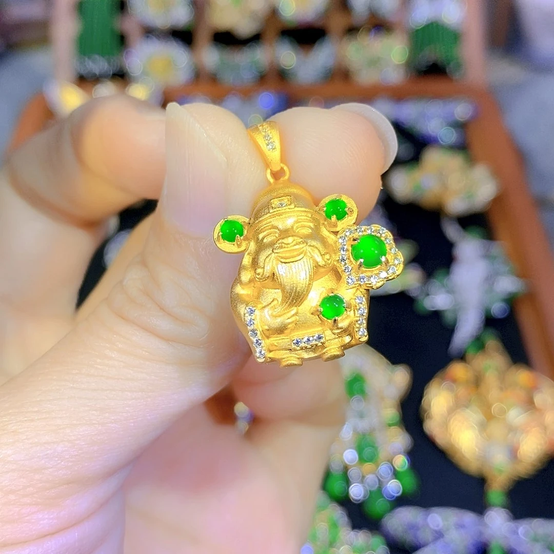 吊坠(不含链)银S925镶嵌翡翠