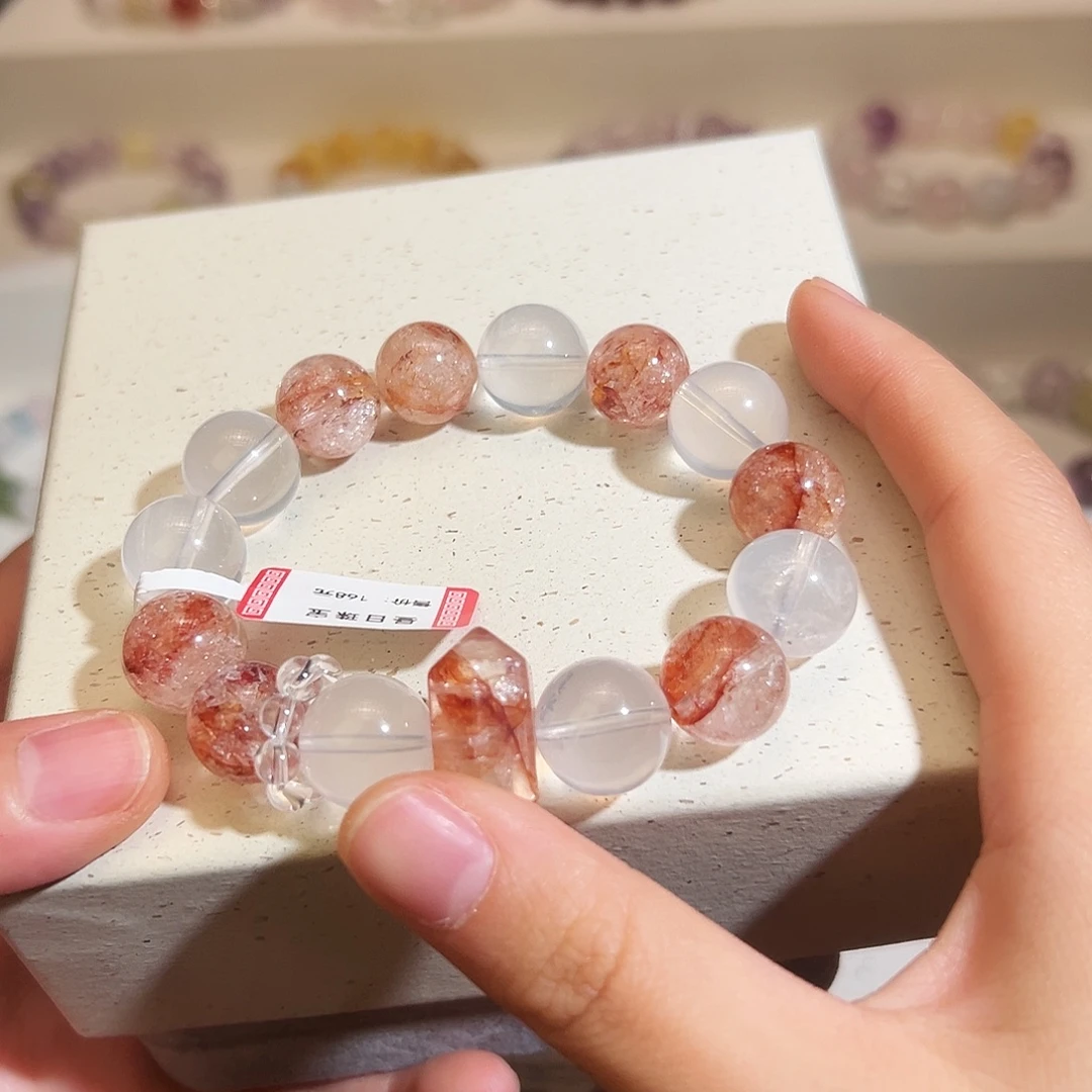 合金手链烟晶胶花布灵