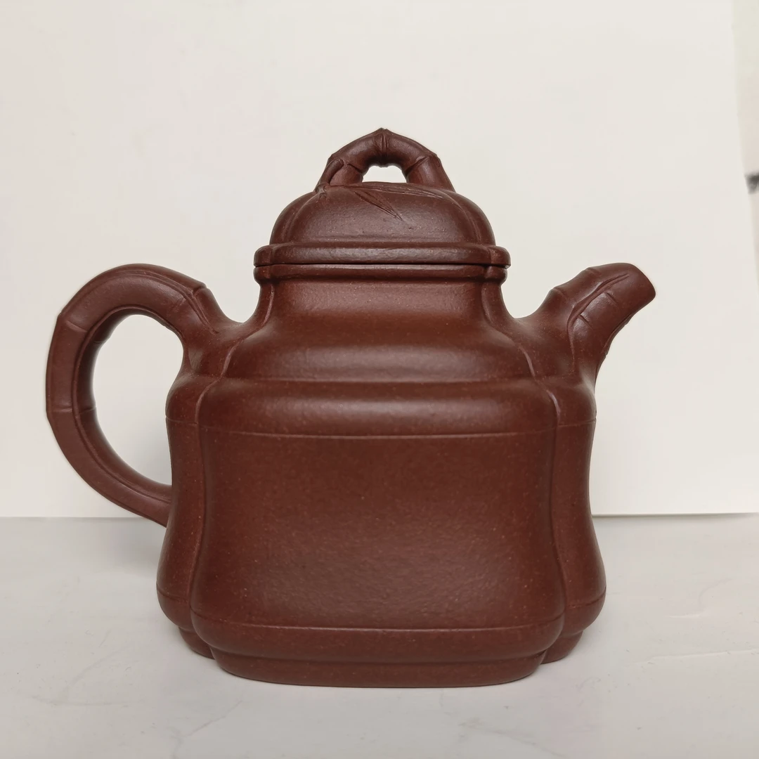 竹鼎壶原矿底槽清容量300cc。筋纹紫砂壶茶壶