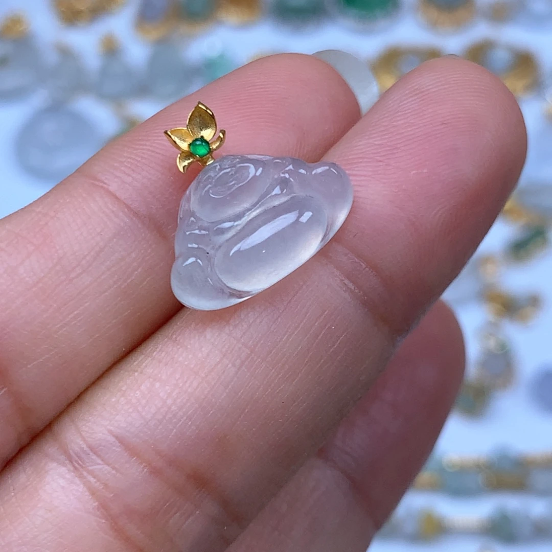 吊坠(不含链)18K金镶嵌翡翠佛公