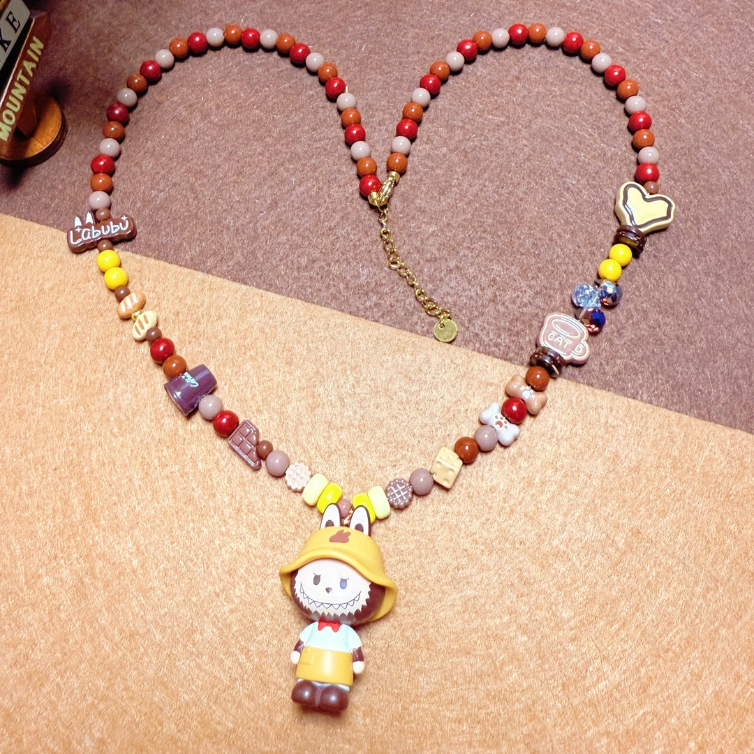 铜合金仿珍珠项链 咖啡工厂系列项链原创趣味手工萌粒串珠项链