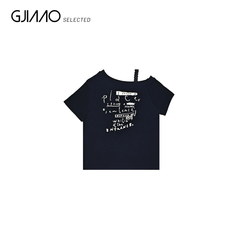 3312 蕾丝肩带印花字母百搭半袖