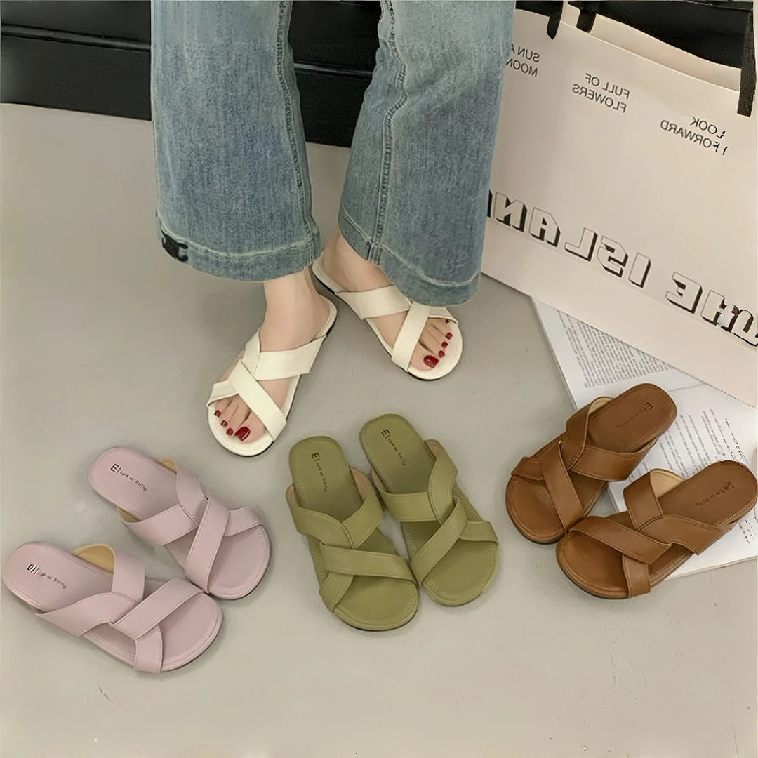 ins假日网红交叉休闲勃肯鞋凉拖鞋女2025夏季外穿防滑软底沙滩拖