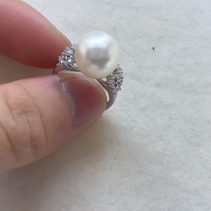 银S925镶嵌戒指海水珍珠