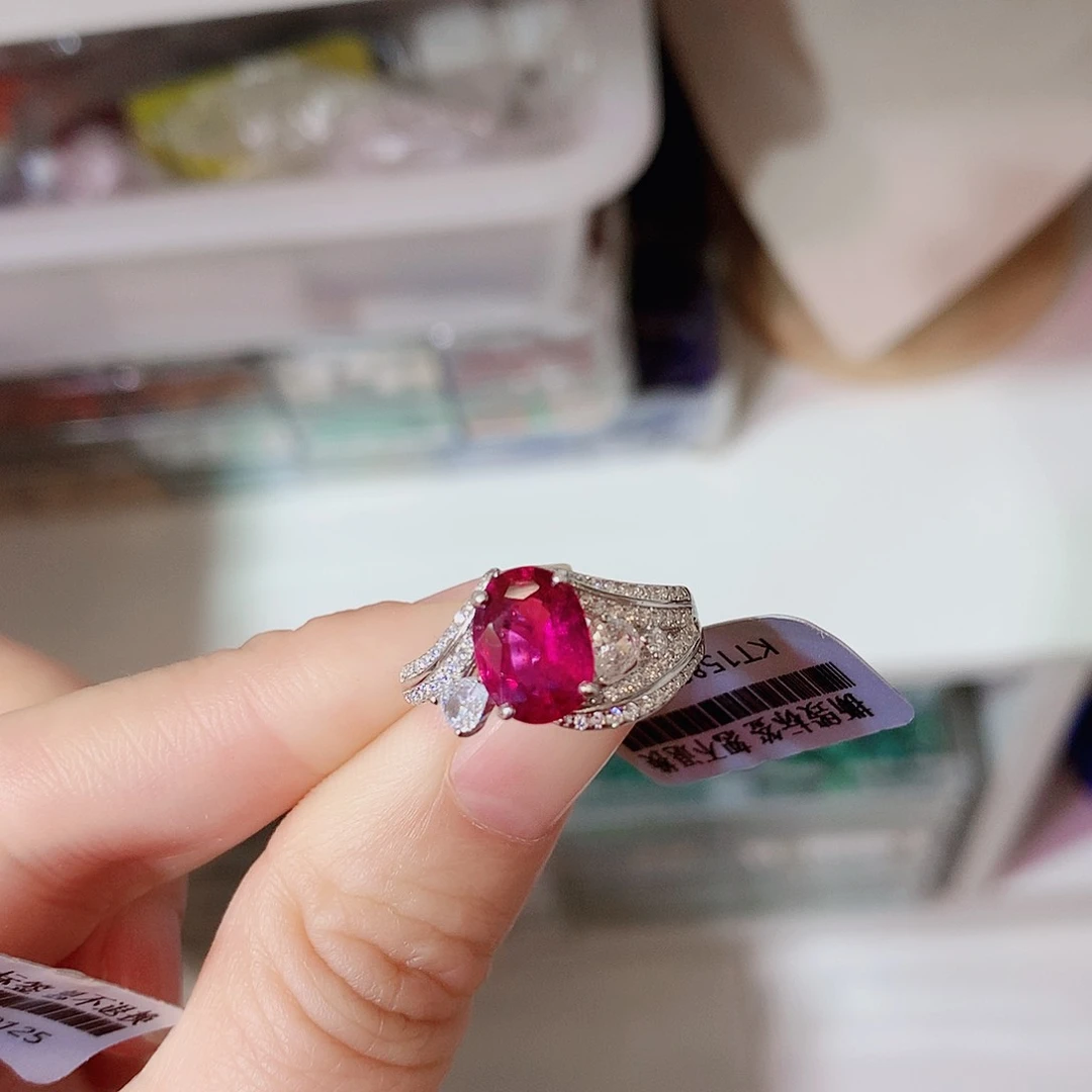 碧玺戒指银S925镶嵌一**神戒指超美