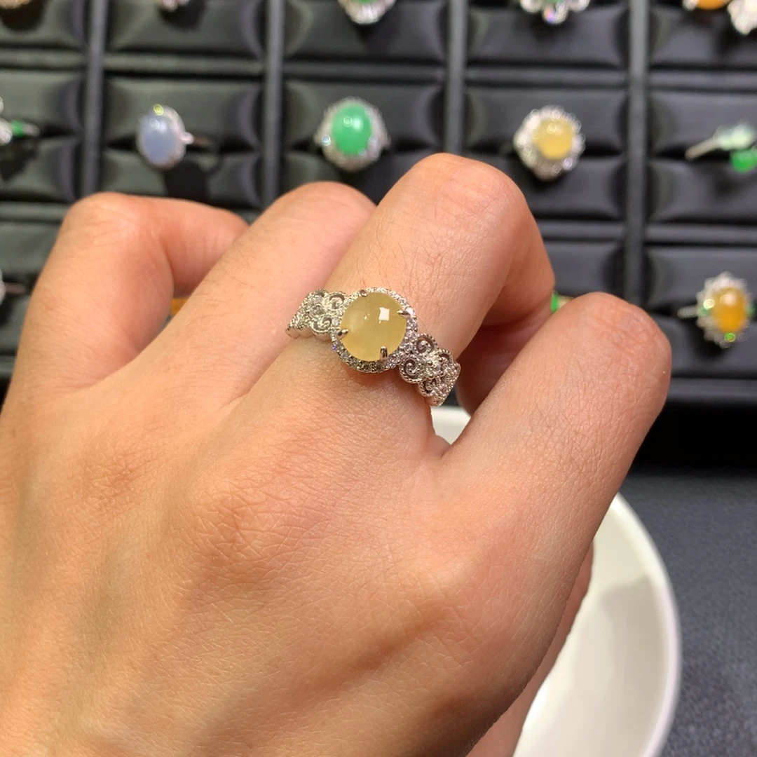 翡翠银S925镶嵌戒指