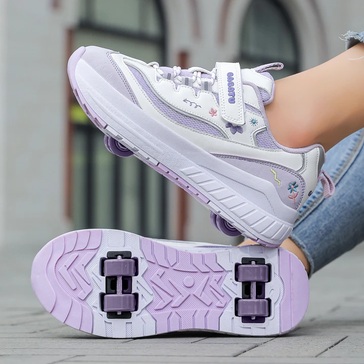 女童鞋子暴走鞋秋季小孩暴走儿童运动轮滑鞋四轮可拆卸学生6-12岁