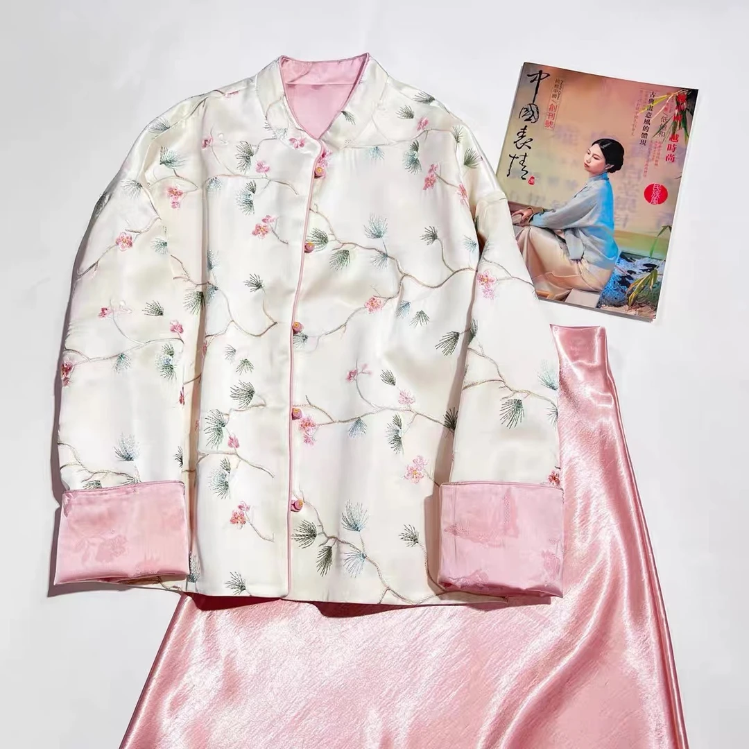 【江南丝府】双面穿春刺绣设计感小立领短外套女新中式国风上衣外搭