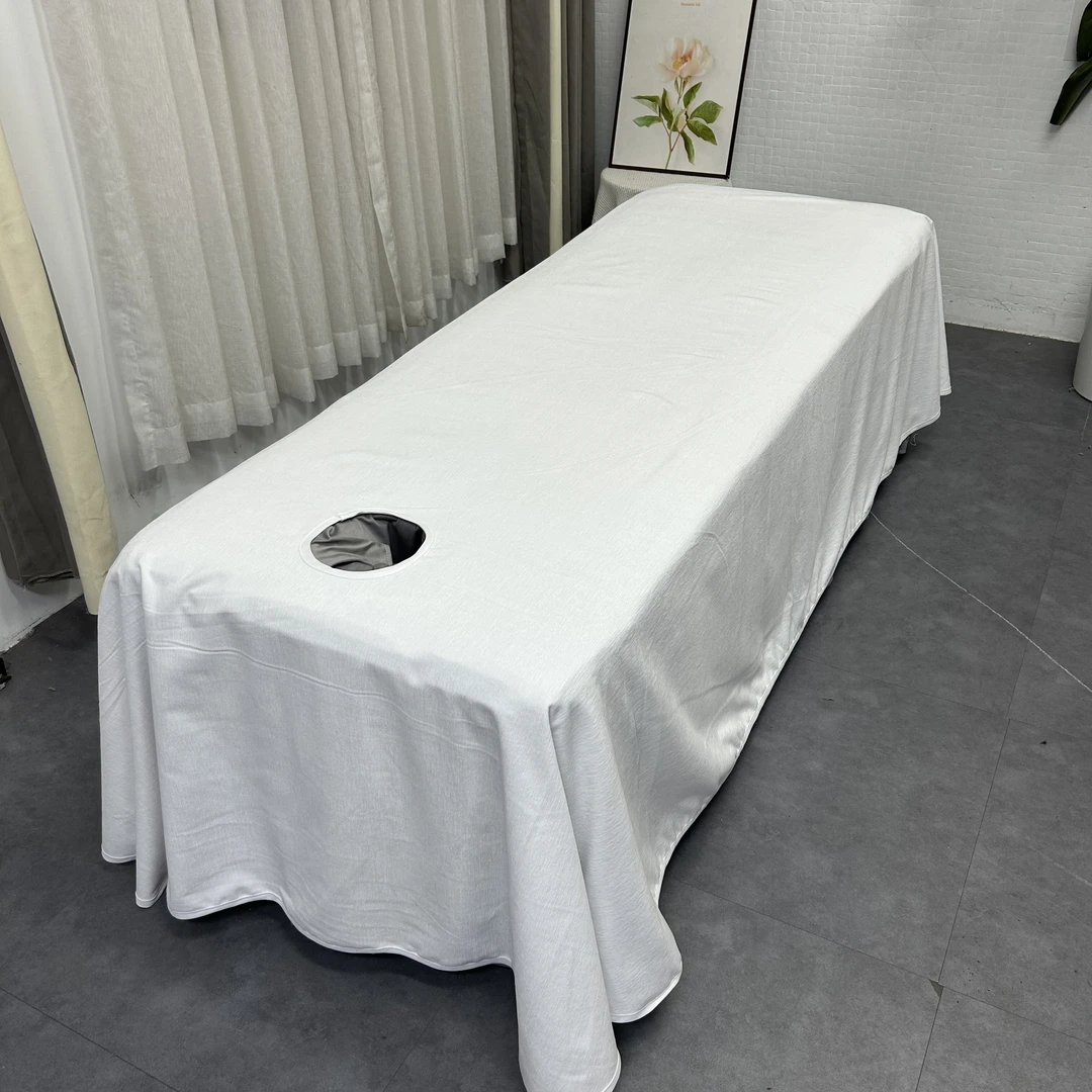 白色雪尼尔欧式高档美容院大床单按摩推拿理疗床罩会所厚轻奢简约
