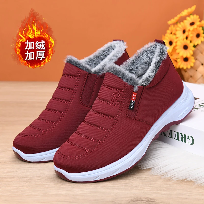 冬季棉鞋女加绒加厚中老年女士棉靴防水防滑老北京妈妈鞋保暖短靴