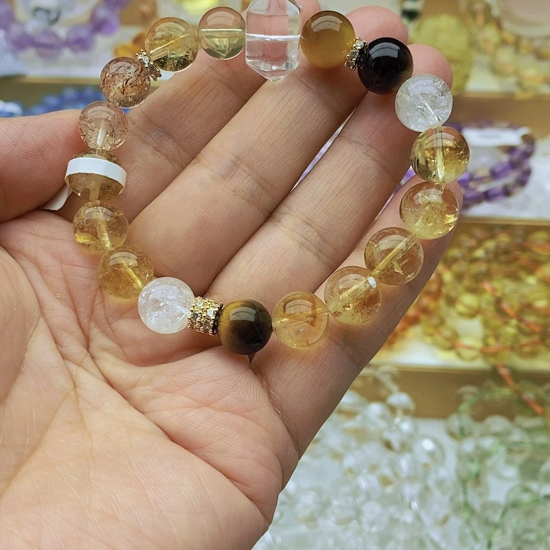 水晶手链未镶嵌天然小金霸手链