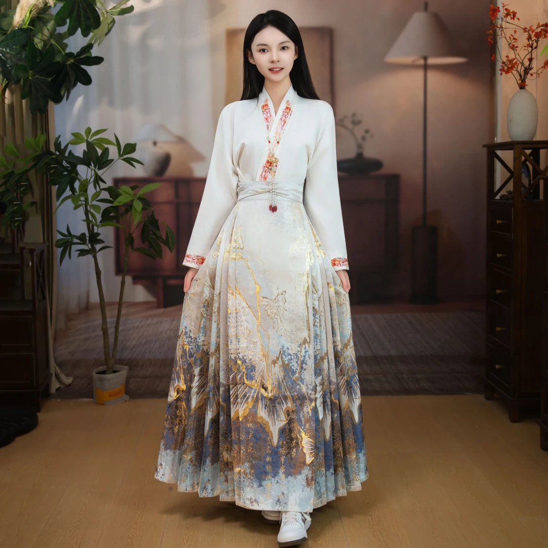 工厂直播(蝶语秋燕)汉服新中式日常织金妆花汉元素百搭马面裙