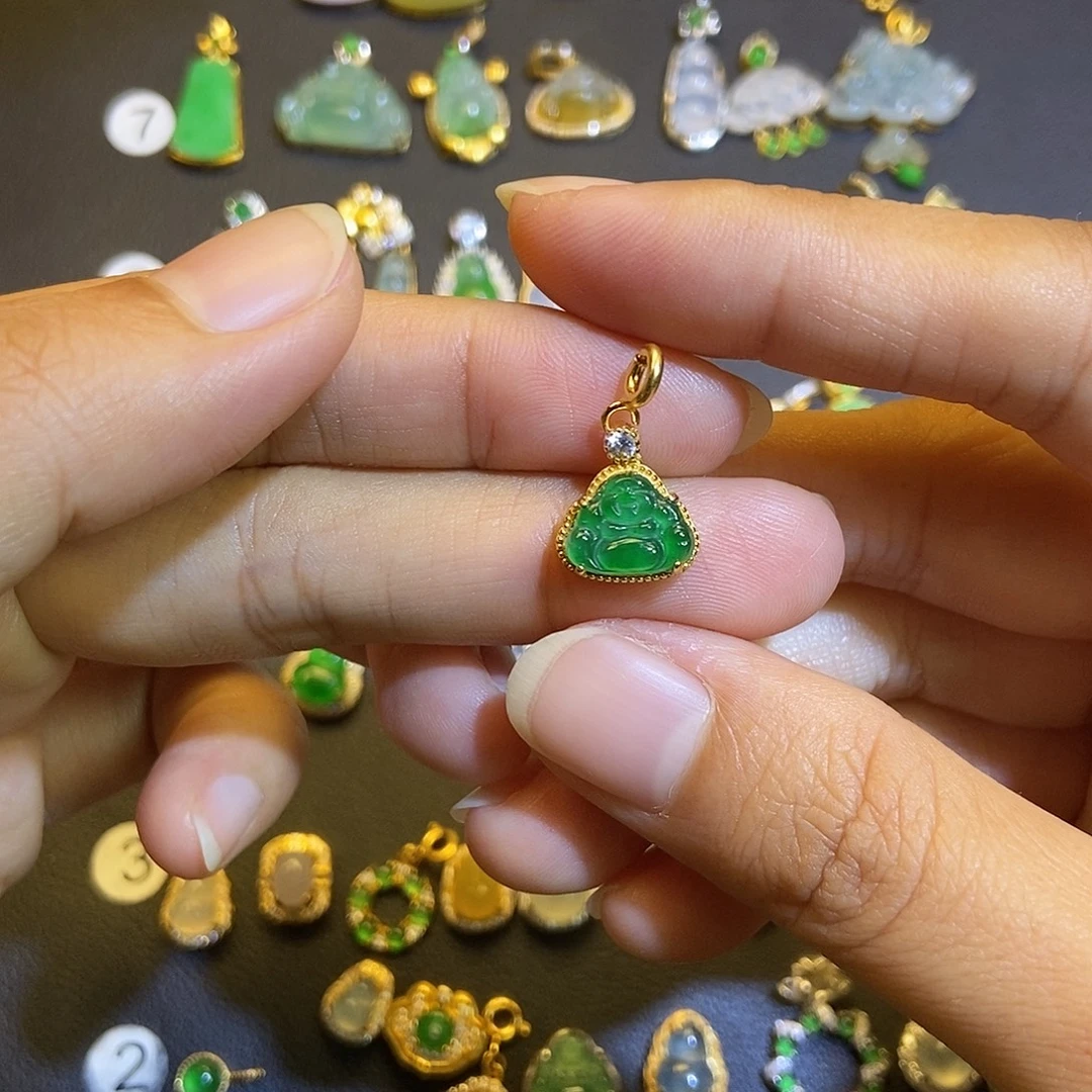 翡翠银S925镶嵌吊坠(不含链)