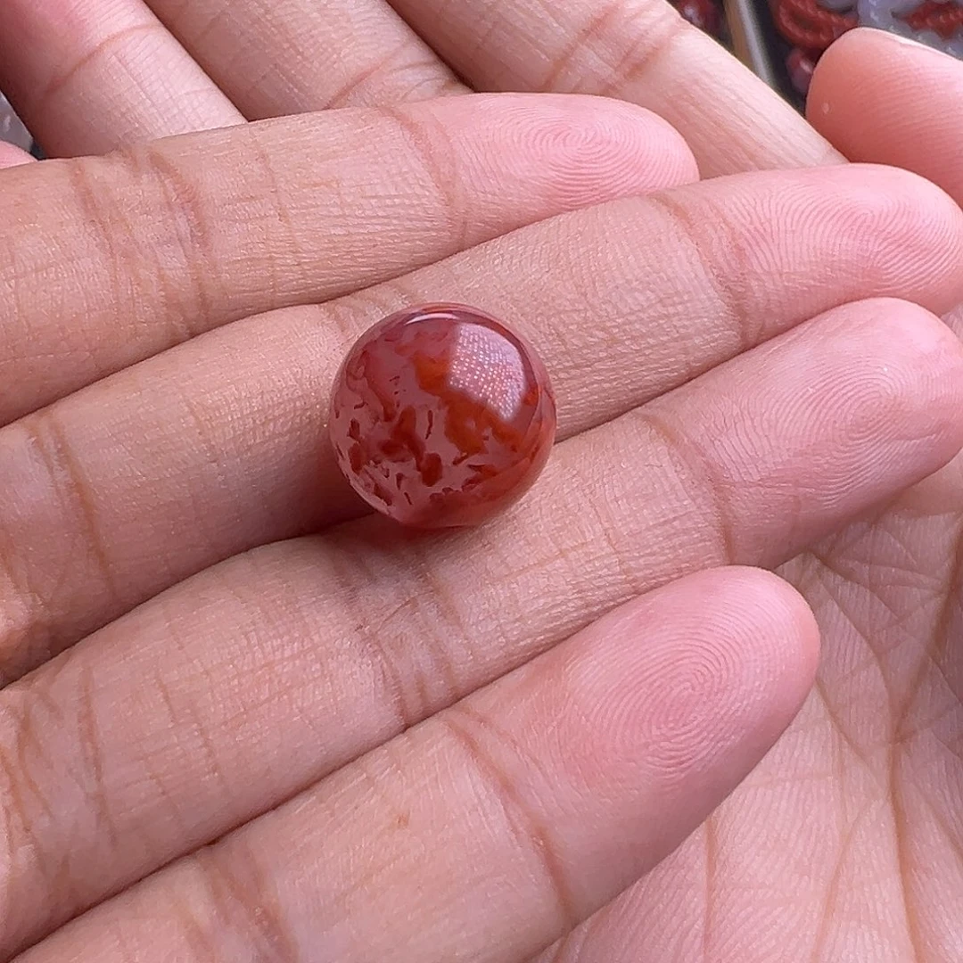 南红玛瑙未镶嵌珠宝奇石火焰纹飘花12.9MM圆珠