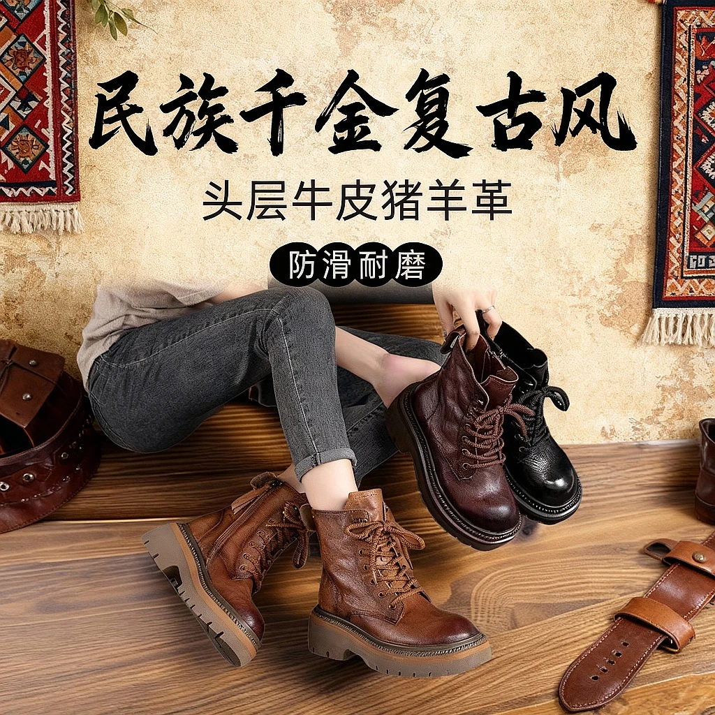 倾国倾城39681爆款头层牛皮机车靴百搭秋冬夏季加绒马丁靴百D女款