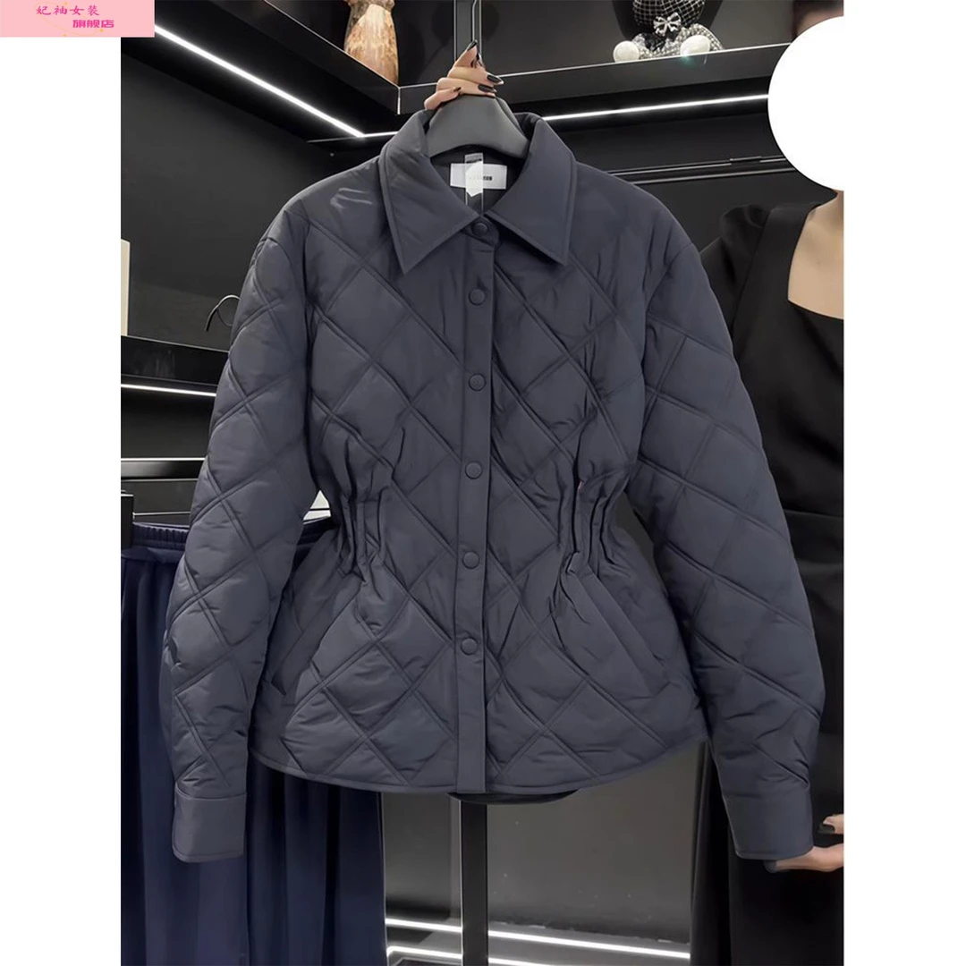妃袖时尚菱格设计感收腰显瘦棉衣女2025冬季新款百搭保暖长袖棉服