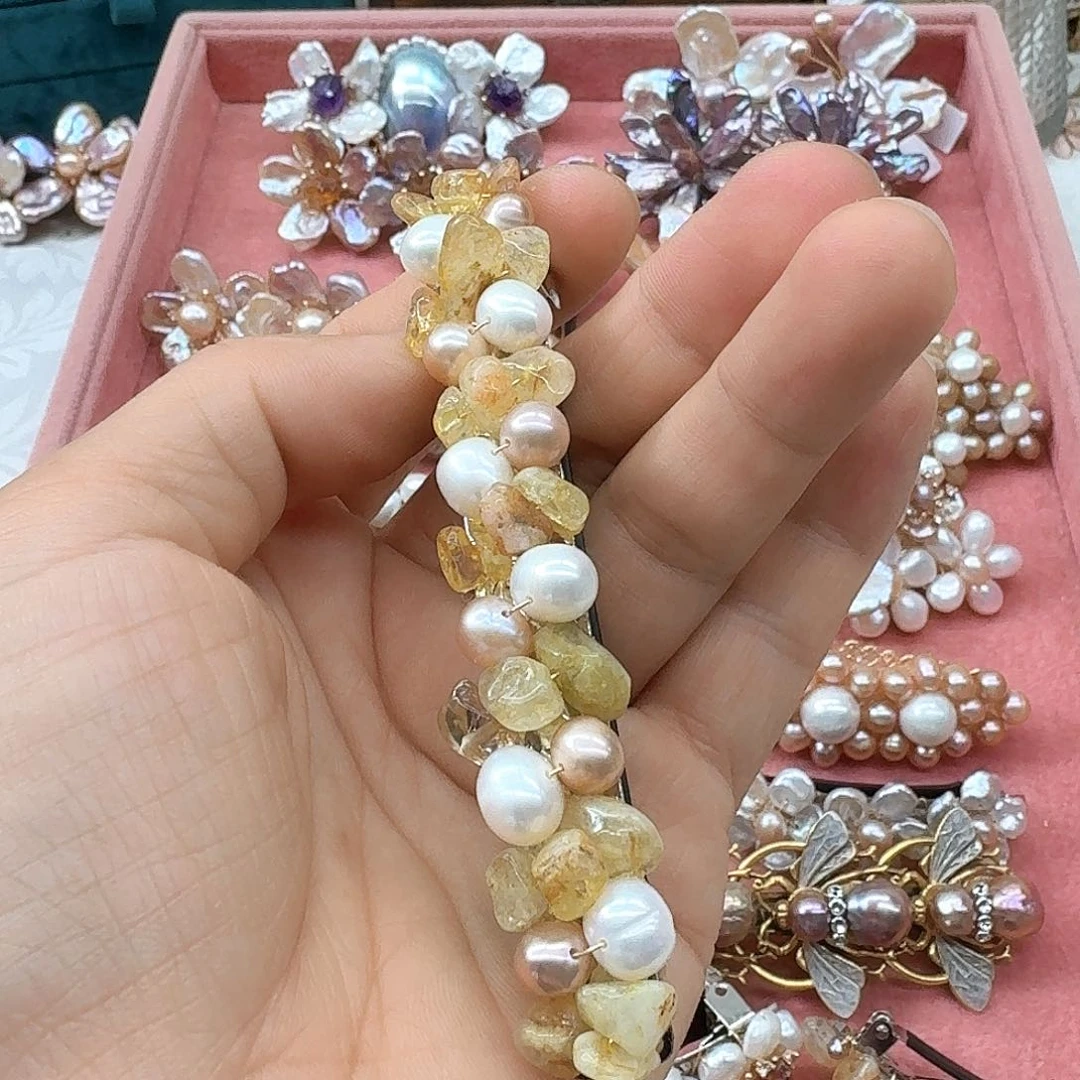 银S925镶嵌淡水珍珠发饰