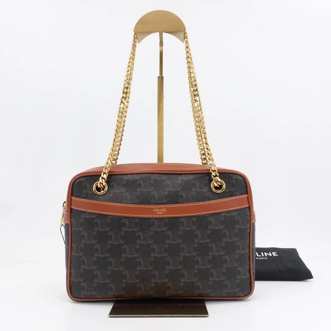 95新 Celine/思琳 好好patapans中号老花金扣单肩92943583