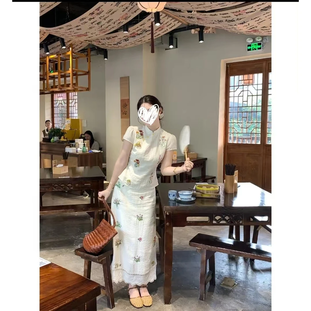 【南风谷】新中式气质时尚显瘦盘扣上衣半身裙