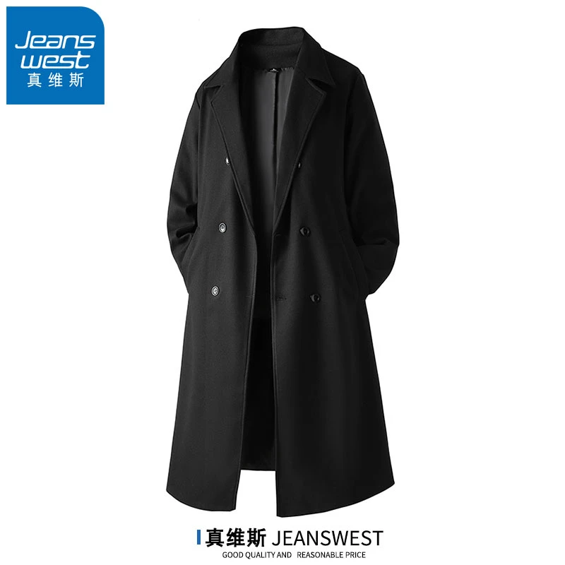 真维斯秋冬季中长款毛呢大衣男士百搭休闲宽松潮流轻奢简约外套