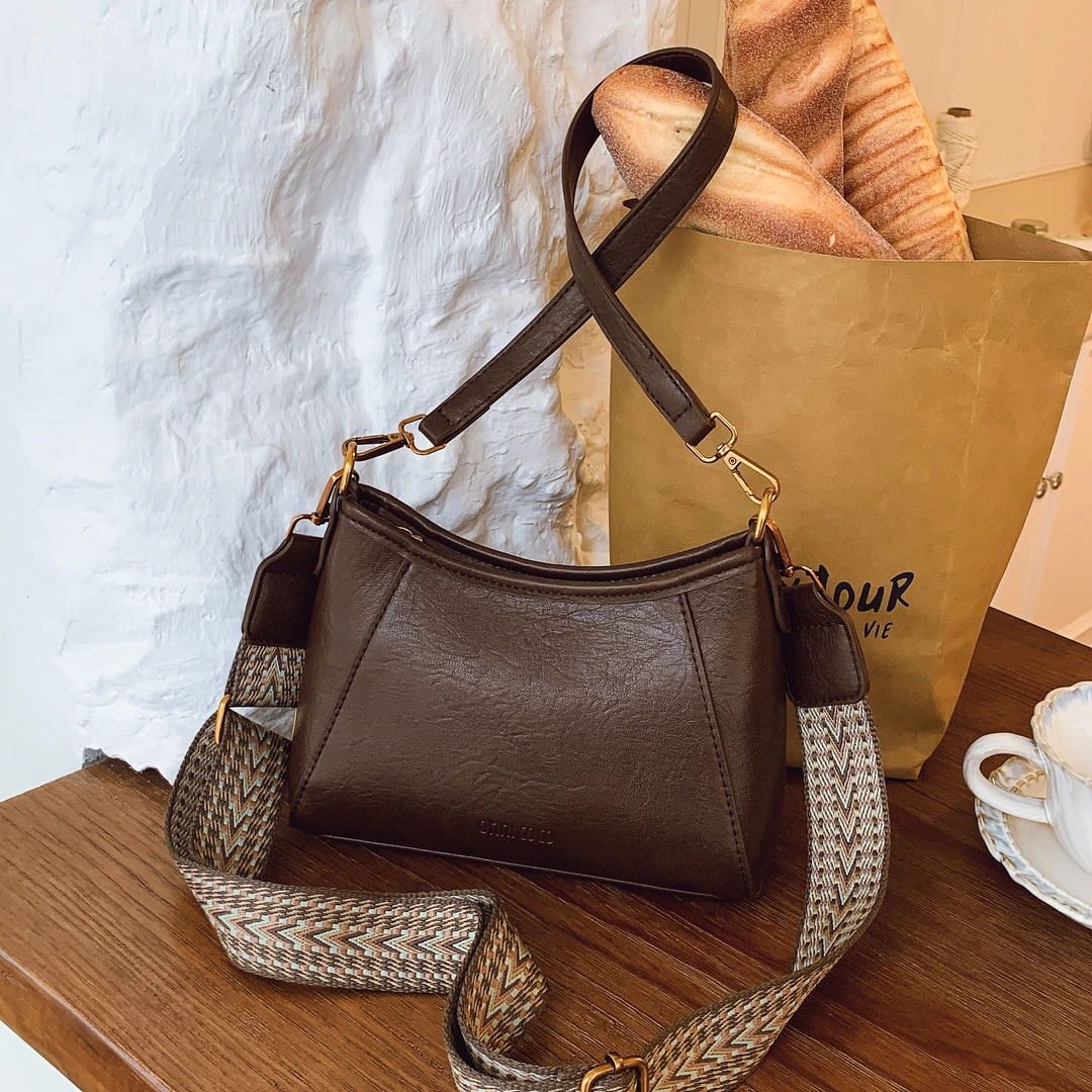 手提款车缝线休闲风双根托特包斜挎包简约风耐磨防刮